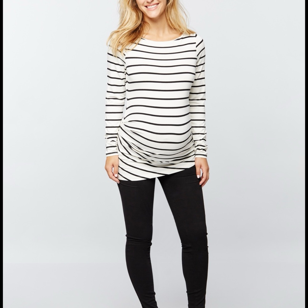A Pea in the Pod Black and White Striped Maternity Top